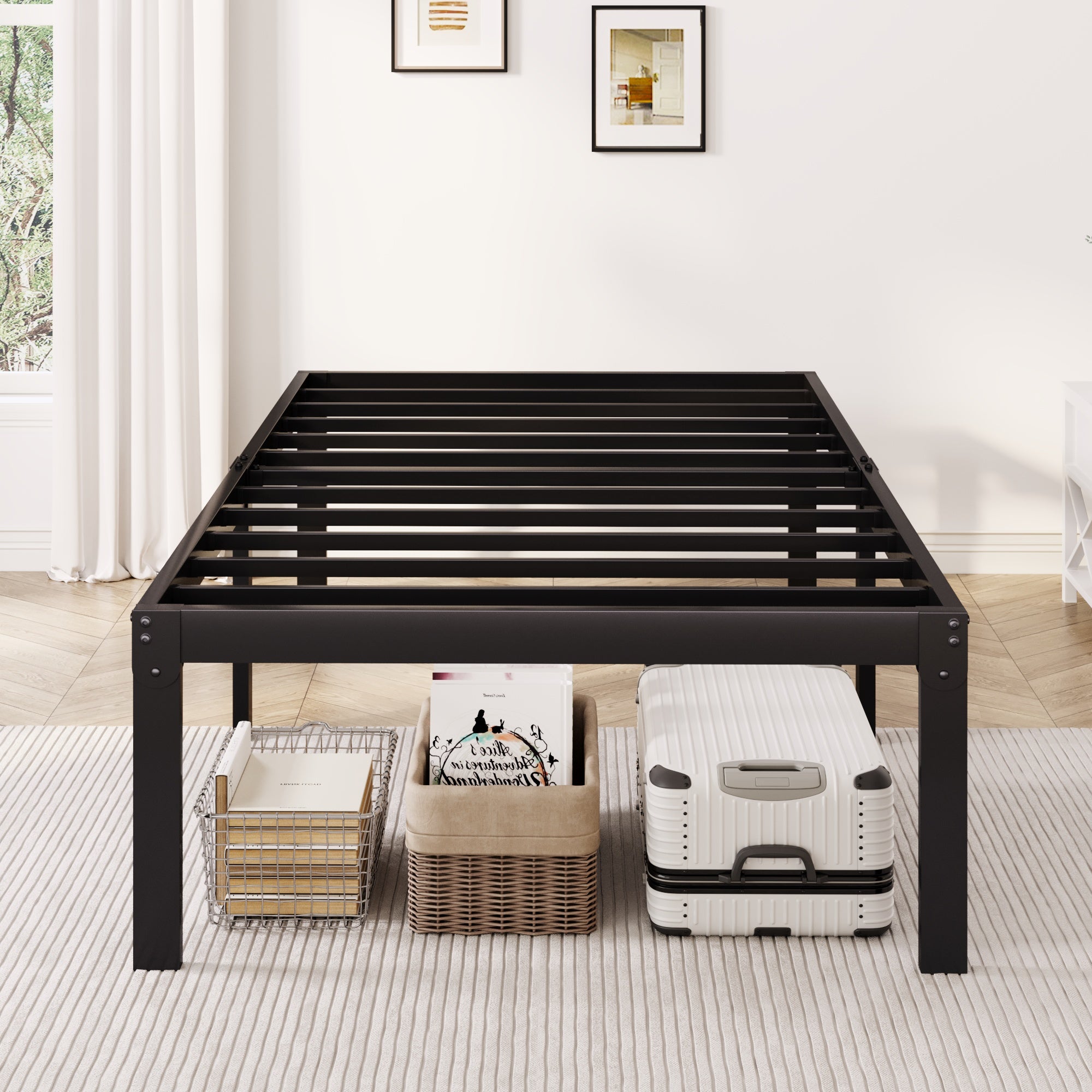 Merrland 18" Metal Platform Bed Frame, Heavy-Duty, Ample Under-Bed Storage, No Box Spring Needed