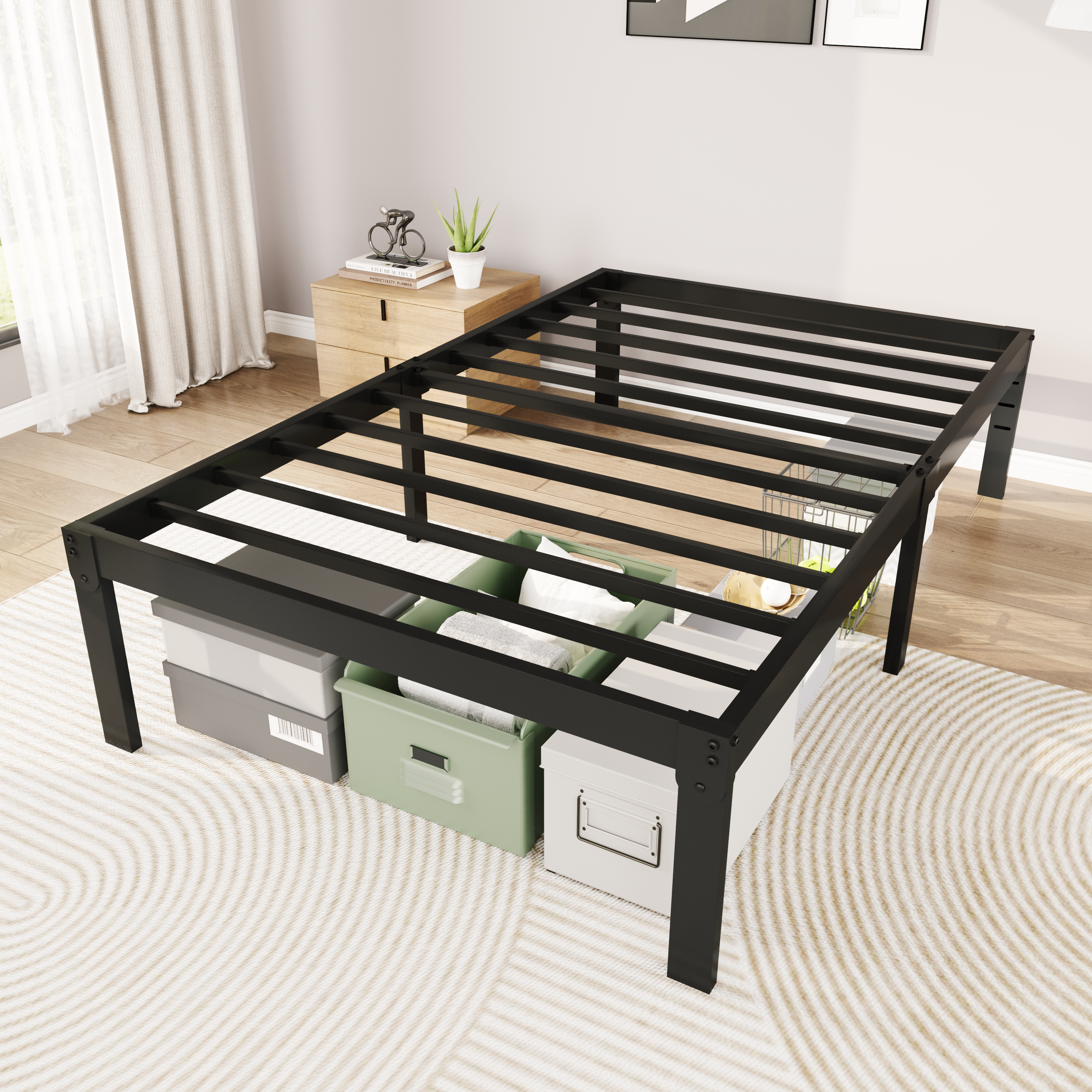 Merrland 14" Metal Platform Bed Frame with Under-bed Storage, Heavy-duty, No Box Spring Needed, Easy Assembly
