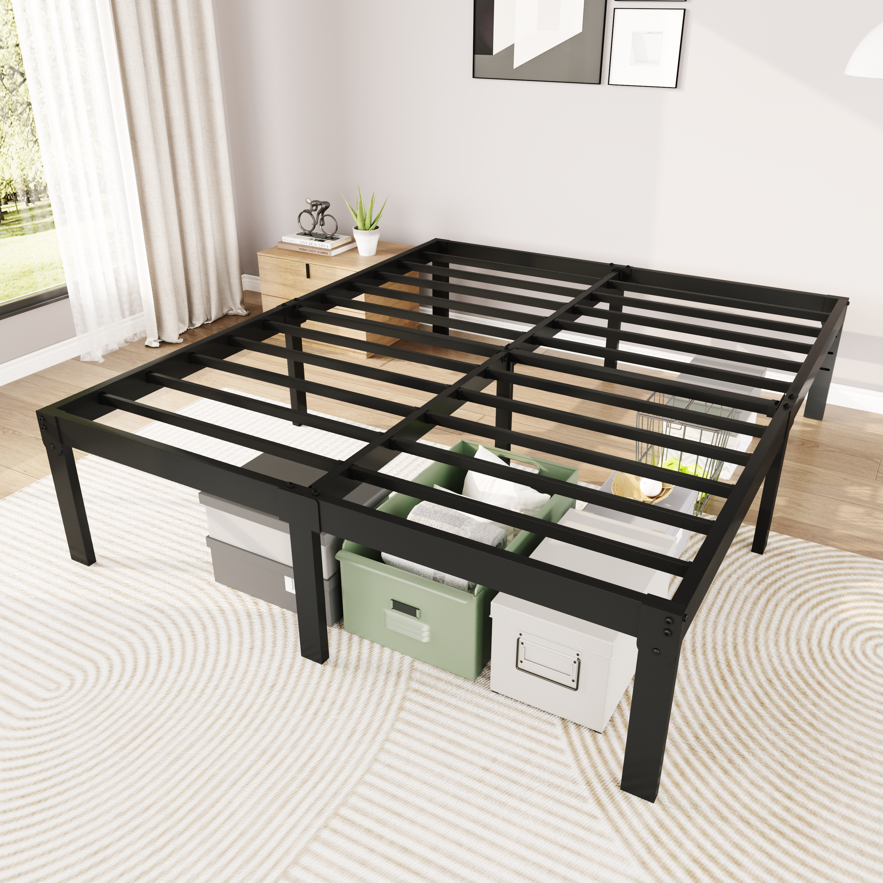 Merrland 14" Metal Platform Bed Frame with Under-bed Storage, Heavy-duty, No Box Spring Needed, Easy Assembly