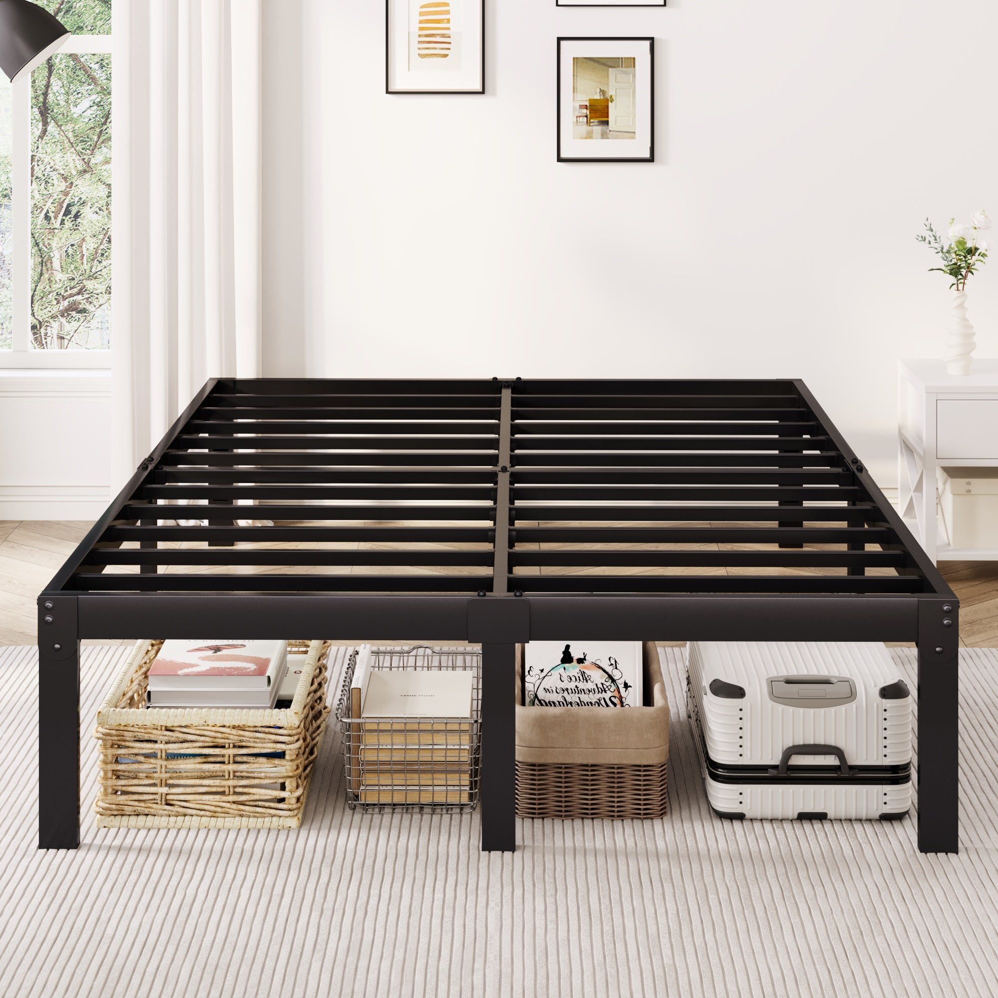 Merrland 12 Inch Metal Platform Bed Frame, Heavy-Duty, Under-Bed Storage Space, Easy Assembly, Headboard Compatible