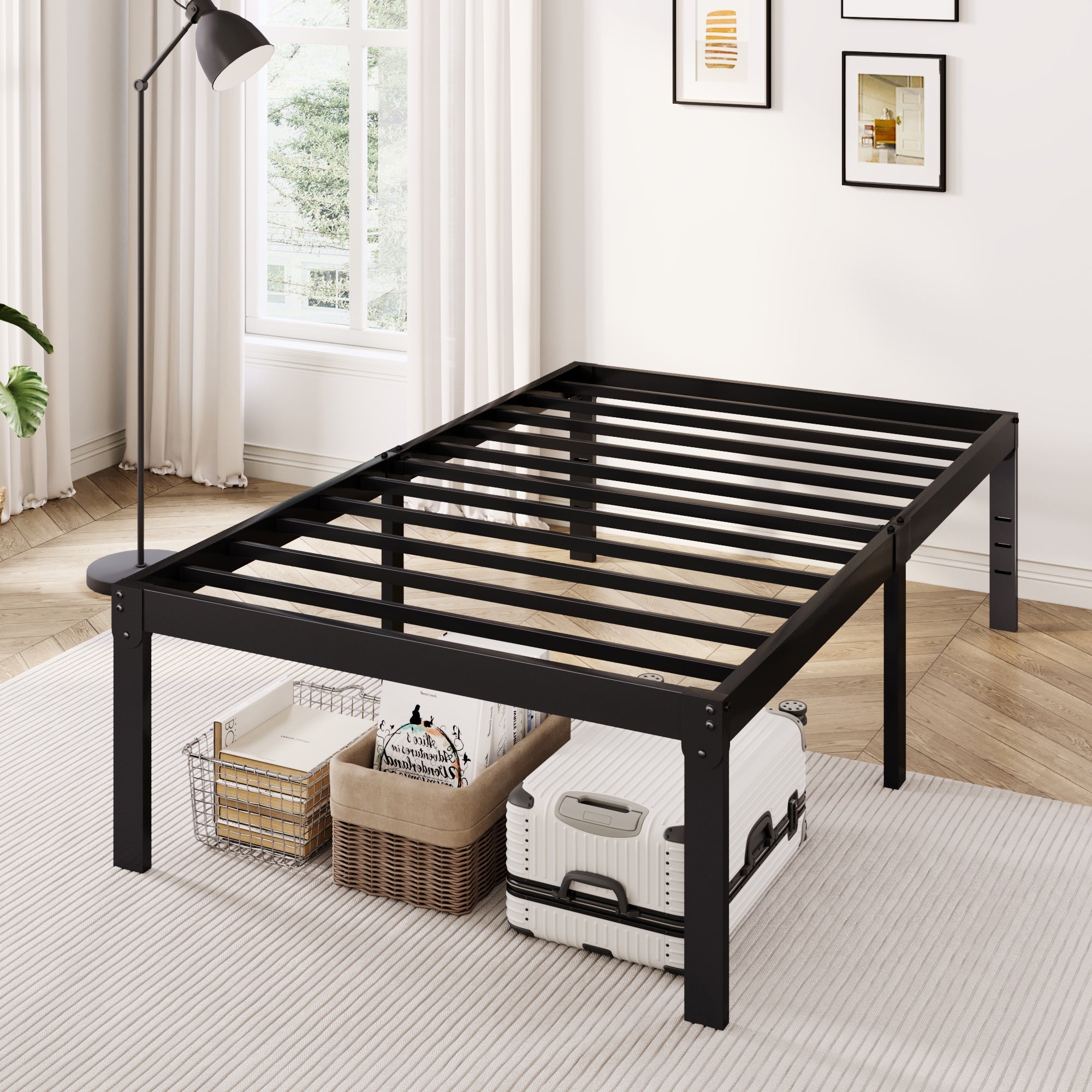 Merrland 18" Metal Platform Bed Frame, Heavy-Duty, Ample Under-Bed Storage, No Box Spring Needed