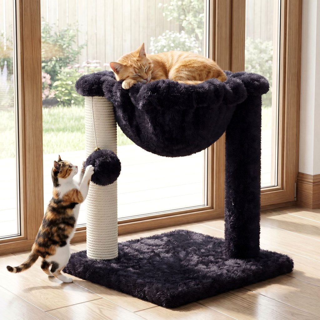 Merrland Small Cat Tree Tower with Scratching Post and Hammock for Indoor Cats