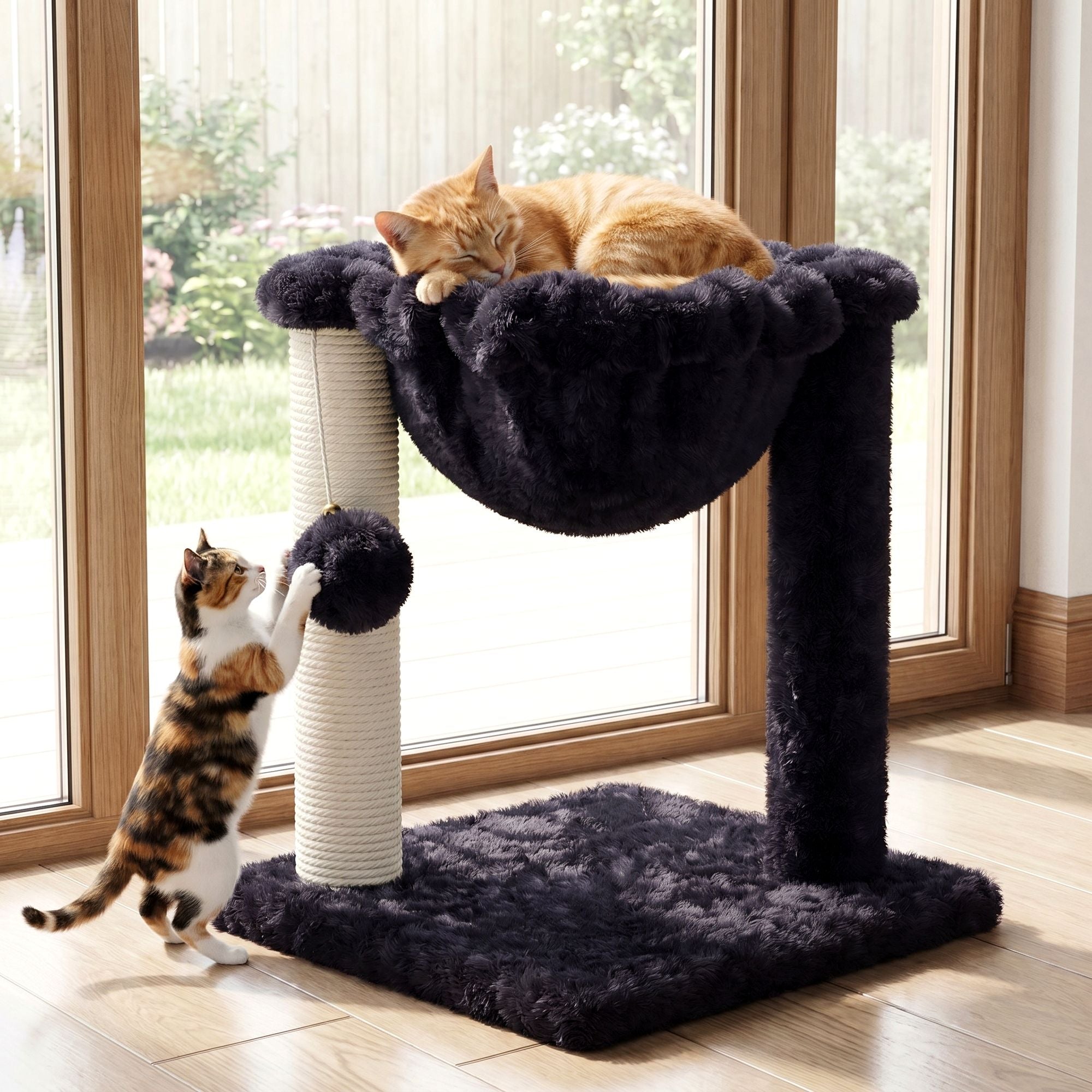 Merrland Small Cat Tree Tower with Scratching Post and Hammock for Indoor Cats