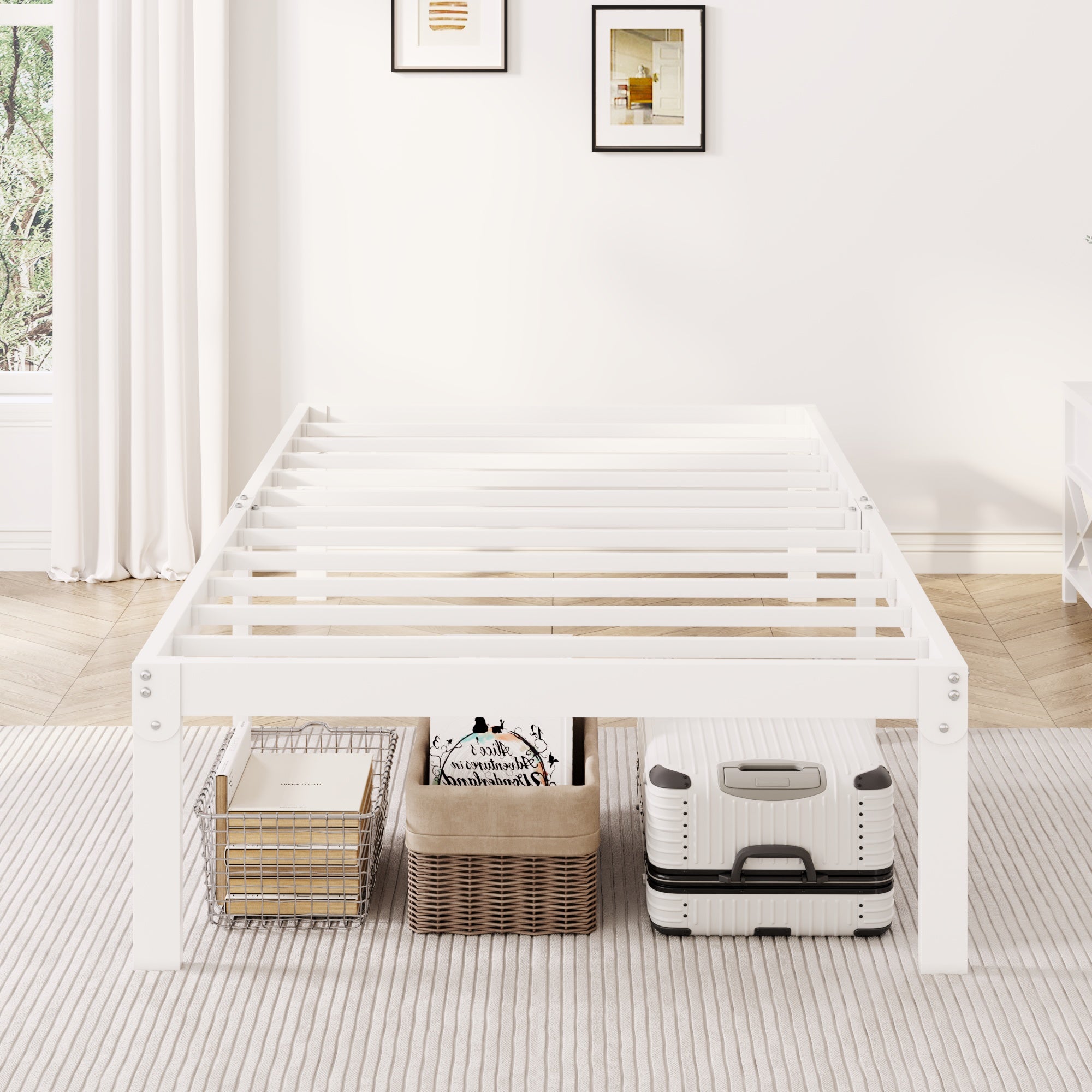 Merrland 12 Inch Metal Platform Bed Frame, Heavy-Duty, Under-Bed Storage Space, Easy Assembly, Headboard Compatible