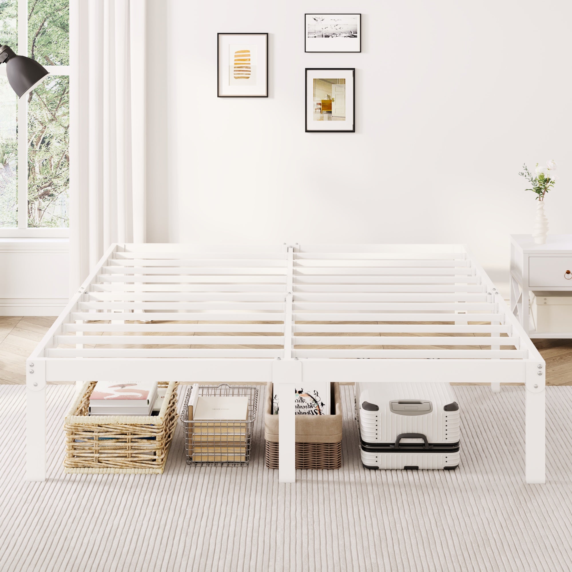 Merrland 12 Inch Metal Platform Bed Frame, Heavy-Duty, Under-Bed Storage Space, Easy Assembly, Headboard Compatible