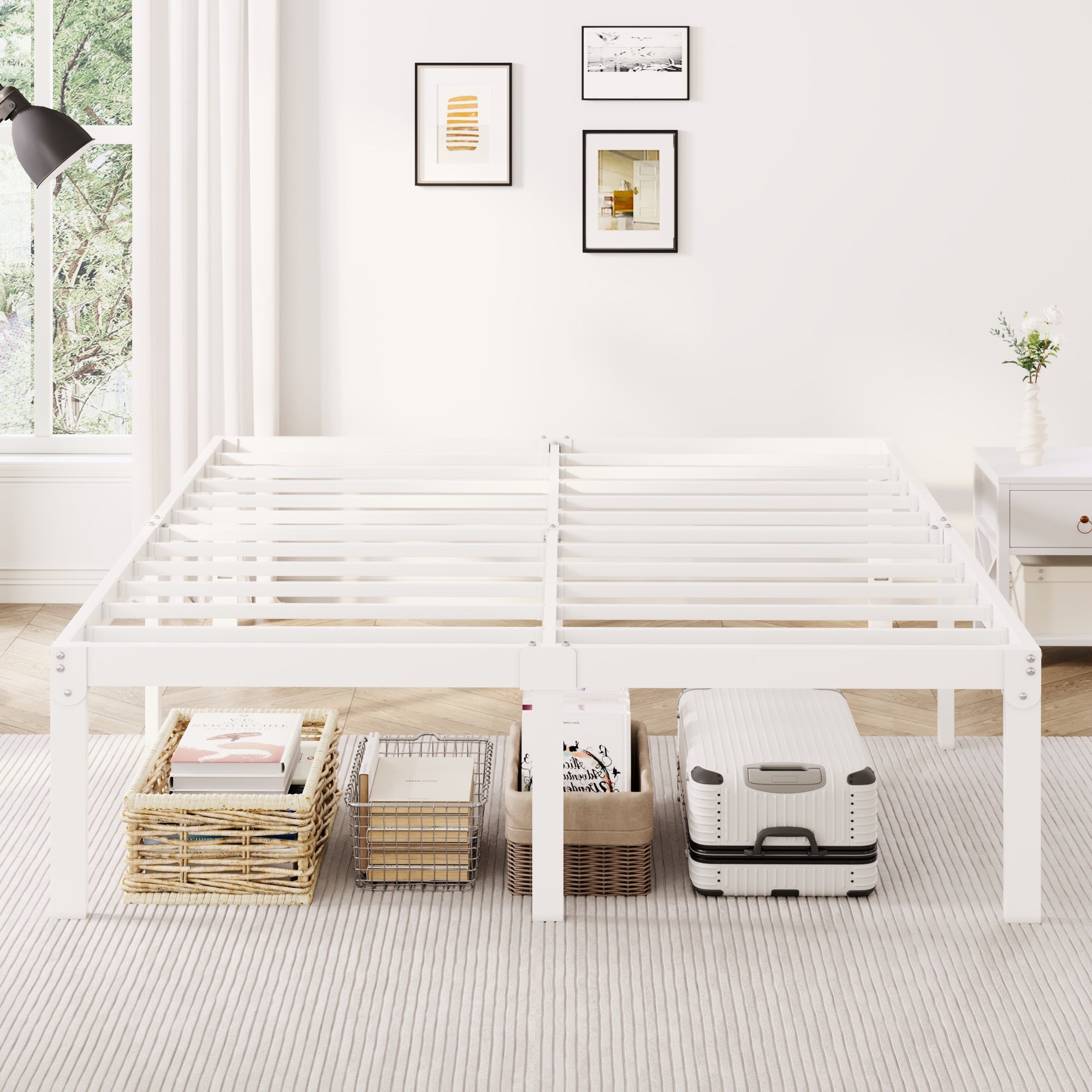 Merrland 18" Metal Platform Bed Frame, Heavy-Duty, Ample Under-Bed Storage, No Box Spring Needed