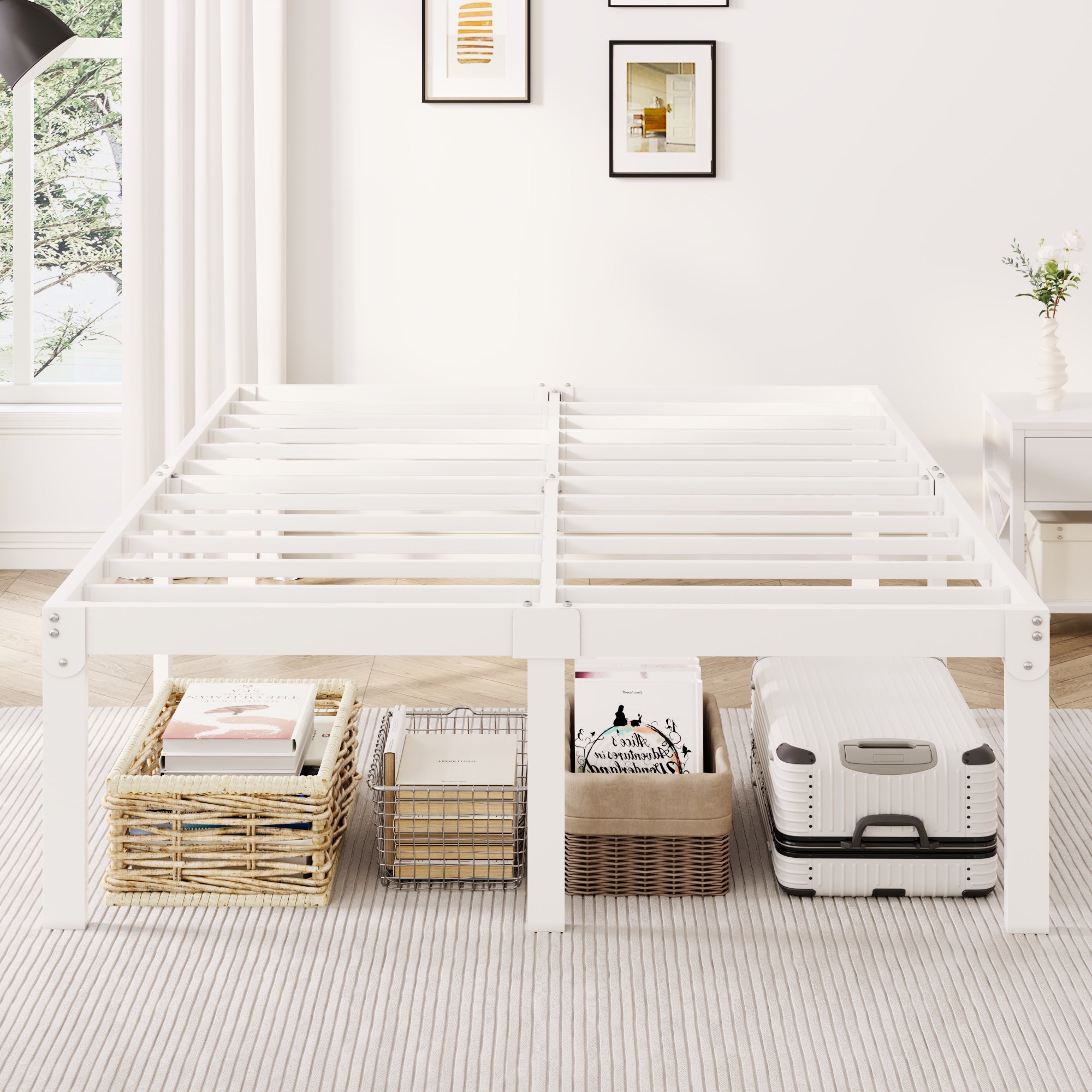 Merrland 18" Metal Platform Bed Frame, Heavy-Duty, Ample Under-Bed Storage, No Box Spring Needed