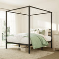 Merrland Size Bed Frame, Canopy Platform Bed with Metal Headboard, No Box Spring Needed.
