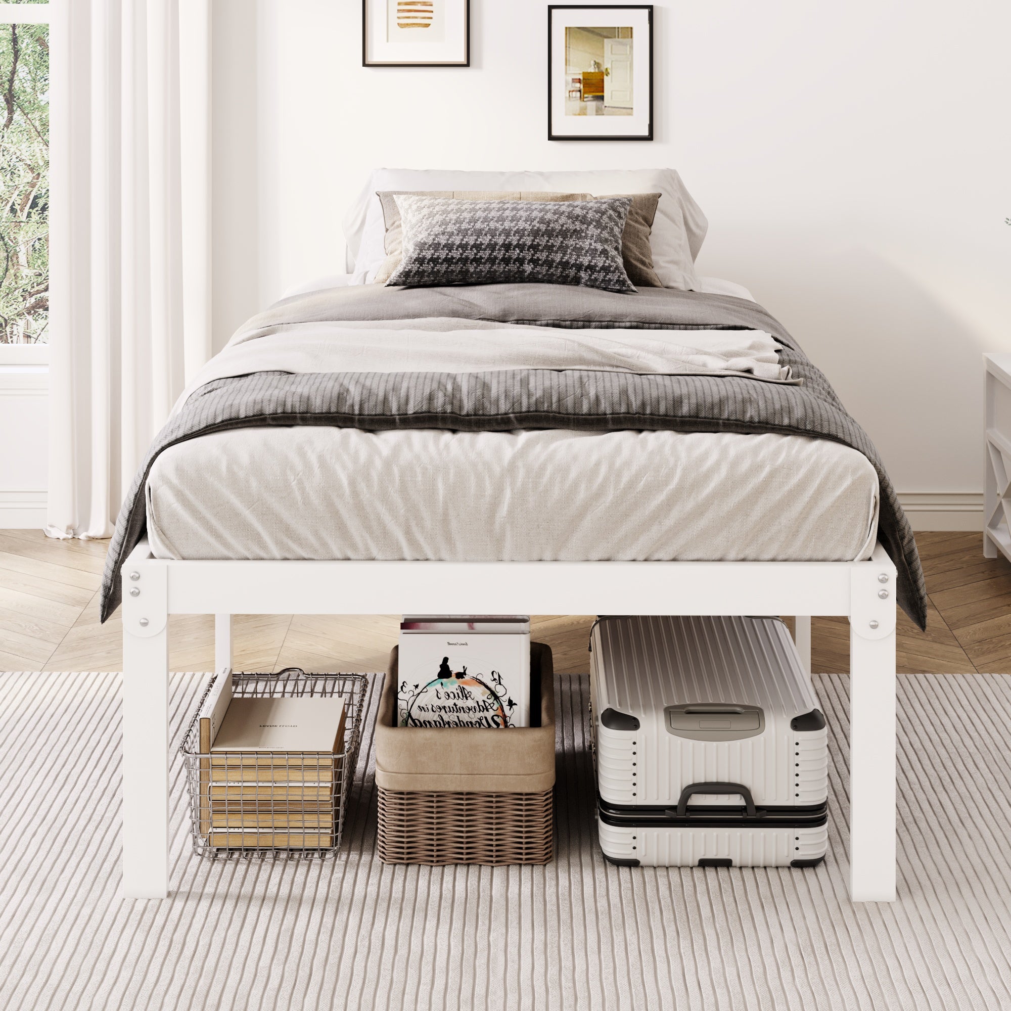 Merrland 18" Metal Platform Bed Frame, Heavy-Duty, Ample Under-Bed Storage, No Box Spring Needed