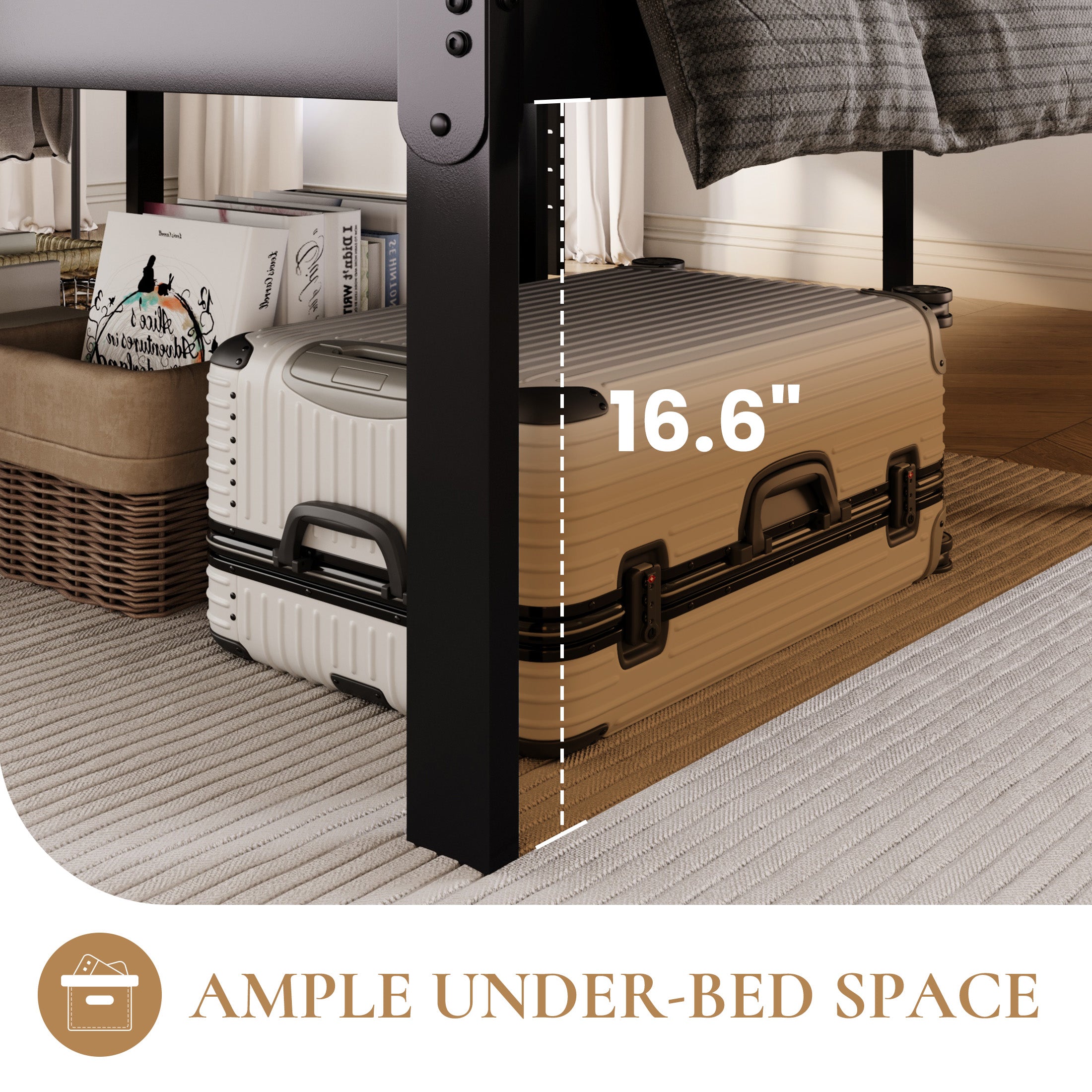 Merrland Metal Platform Bed Frame, 18 Inch Tall with Large Under-Bed Storage Space, Heavy Duty, Noise-Free, No Box Spring Needed, Black