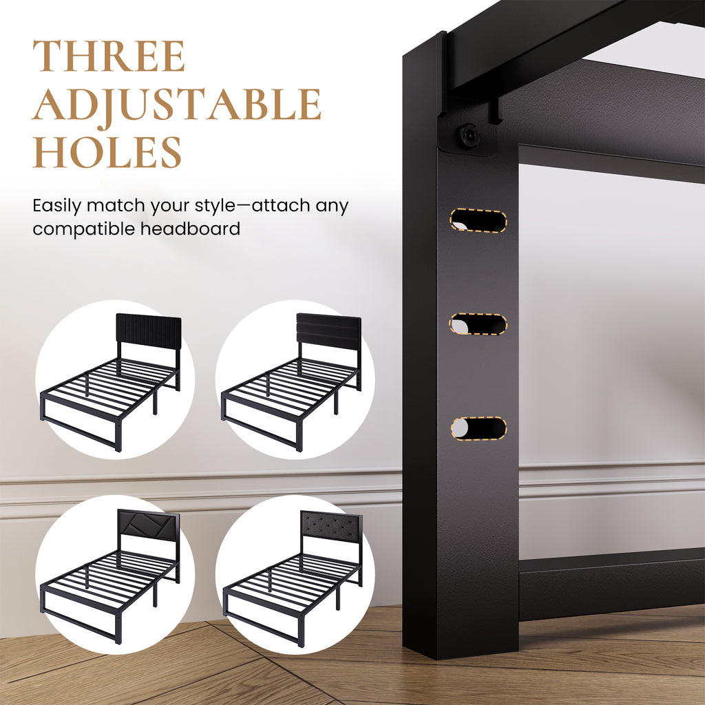 Merrland 14" Metal Platform Bed Frame, Heavy-Duty, Reinforced Steel Structure, Ample Under-Bed Storage, No Box Spring Needed
