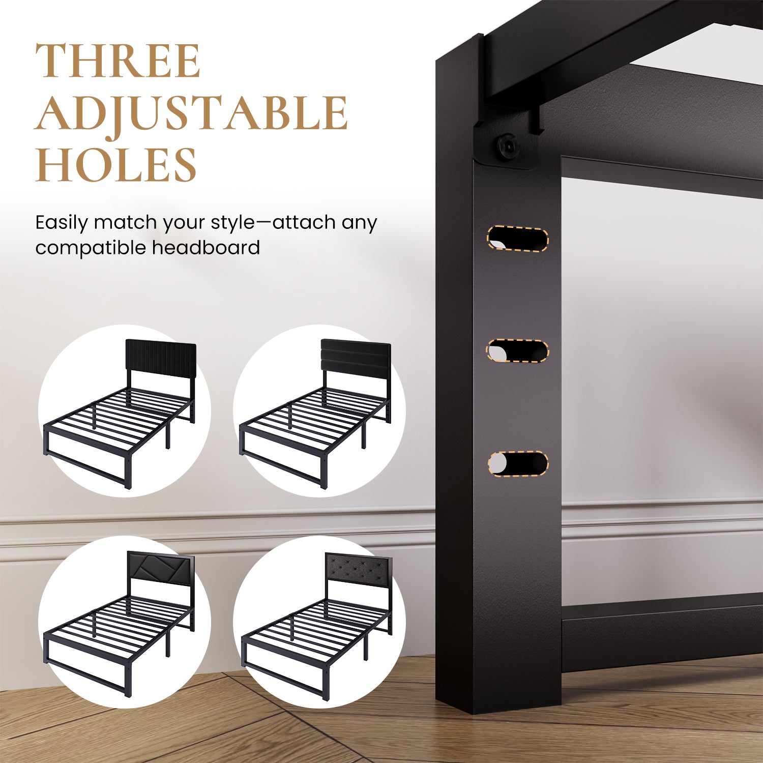 Merrland 14" Metal Platform Bed Frame, Heavy-Duty, Reinforced Steel Structure, Ample Under-Bed Storage, No Box Spring Needed