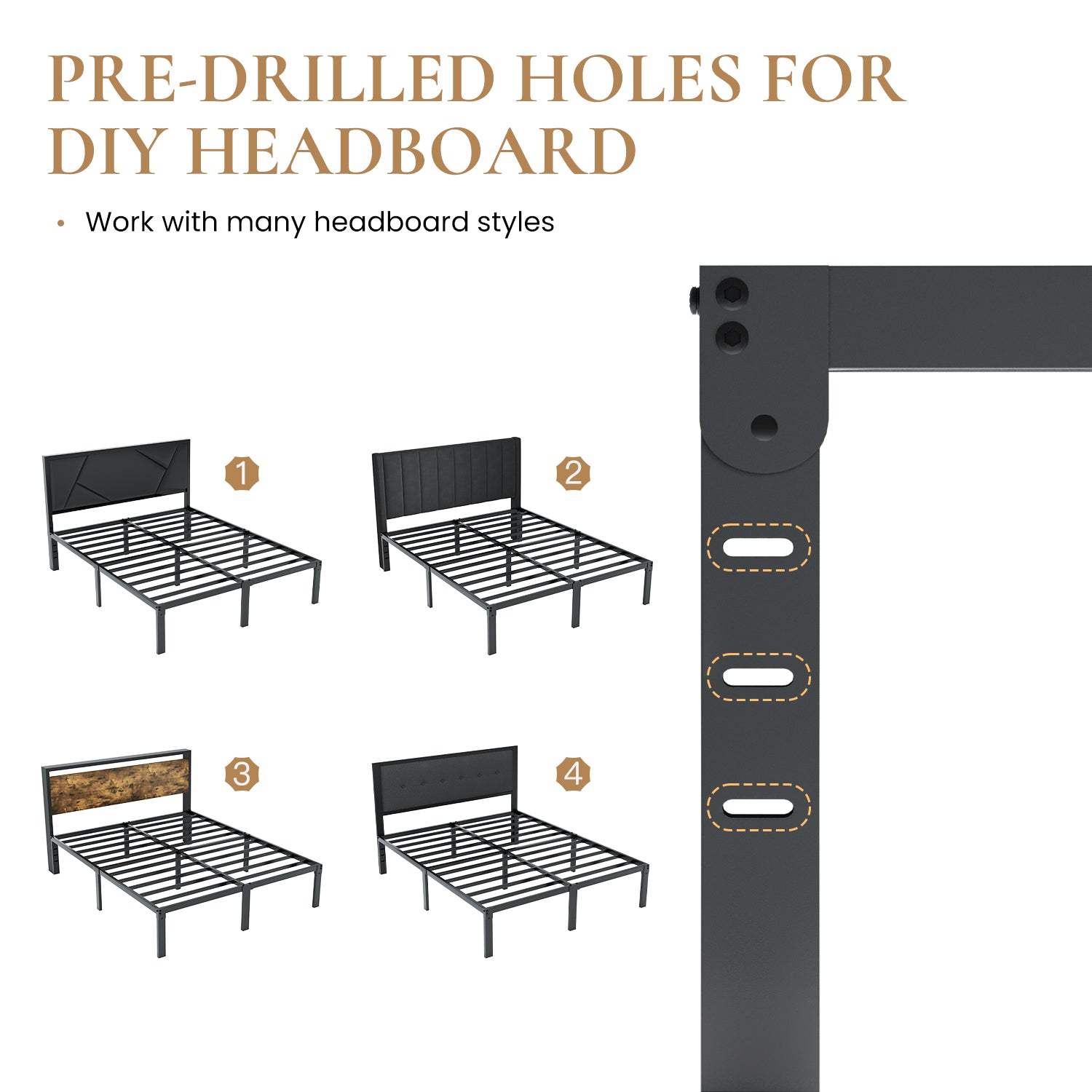 Merrland 14 Inch Bed Frame, Heavy Duty Metal Platform with Storage, Steel Slat Support, Easy Assembly