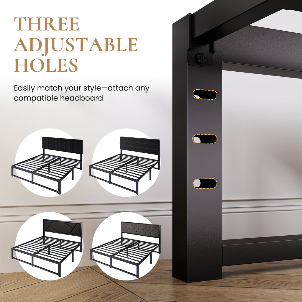 Merrland 14" Metal Platform Bed Frame, Heavy-Duty, Reinforced Steel Structure, Ample Under-Bed Storage, No Box Spring Needed