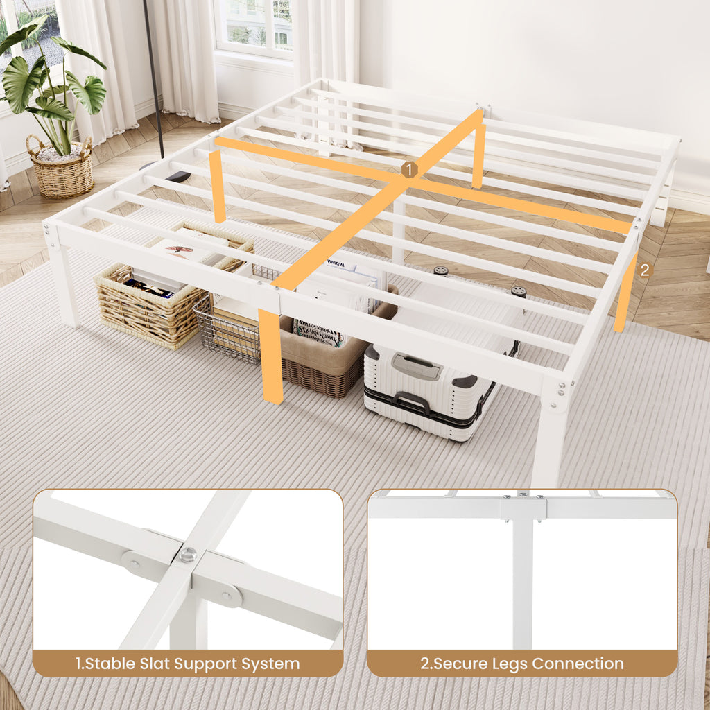 Merrland Metal Platform Bed Frame, 12" Tall with Under-Bed Storage Space, Heavy Duty, Noise-Free, No Box Spring Needed, Black