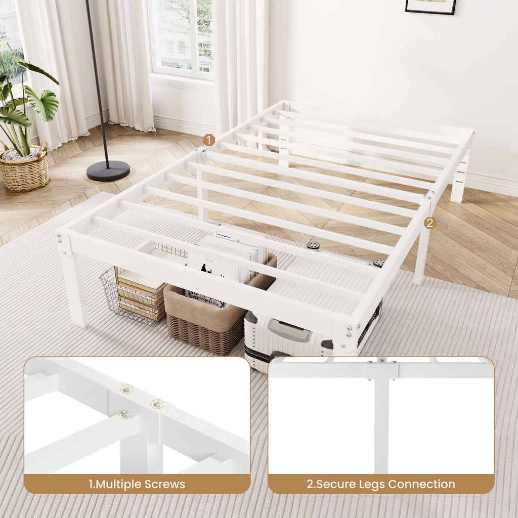 Merrland Metal Platform Bed Frame, 12" Tall with Under-Bed Storage Space, Heavy Duty, Noise-Free, No Box Spring Needed, Black