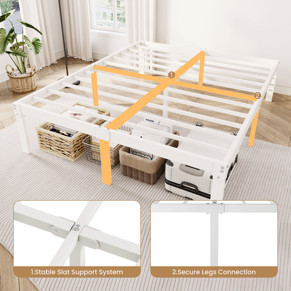 Merrland Metal Platform Bed Frame, 18 Inch Tall with Large Under-Bed Storage Space, Heavy Duty, Noise-Free, No Box Spring Needed, Black