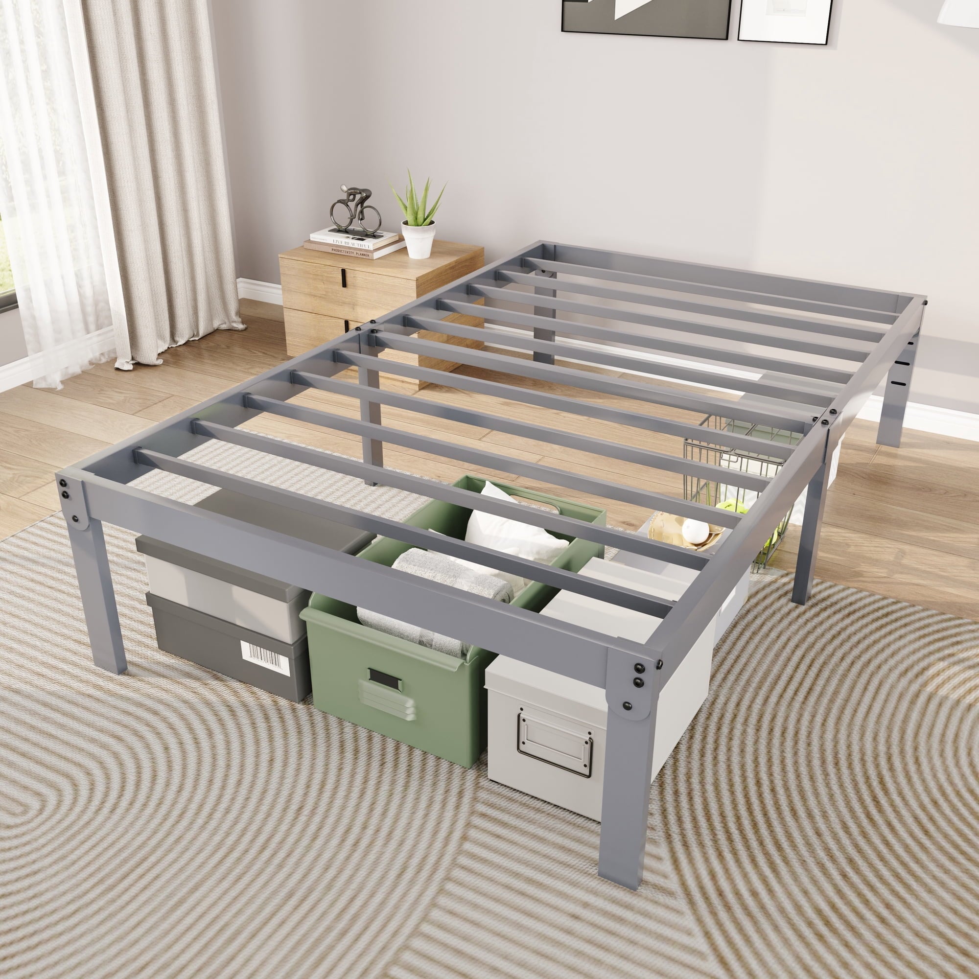 Merrland 14" Metal Platform Bed Frame with Under-bed Storage, Heavy-duty, No Box Spring Needed, Easy Assembly