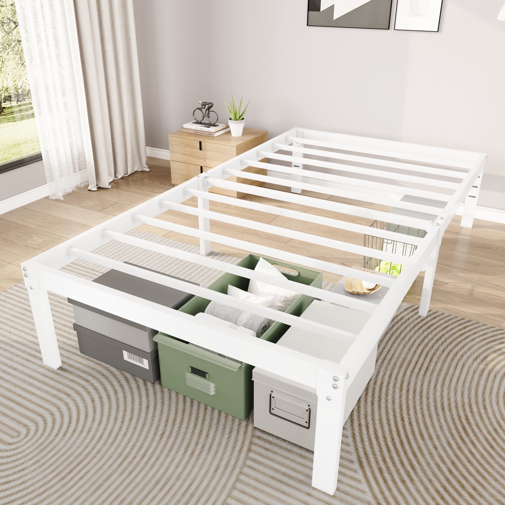 Merrland 14" Metal Platform Bed Frame with Under-bed Storage, Heavy-duty, No Box Spring Needed, Easy Assembly