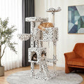 Merrland 64" Large Cat Tree Tower with Scratching Posts & Condo for Indoor Cats, Plush Basket & Scratching Ramp, Cat Furniture