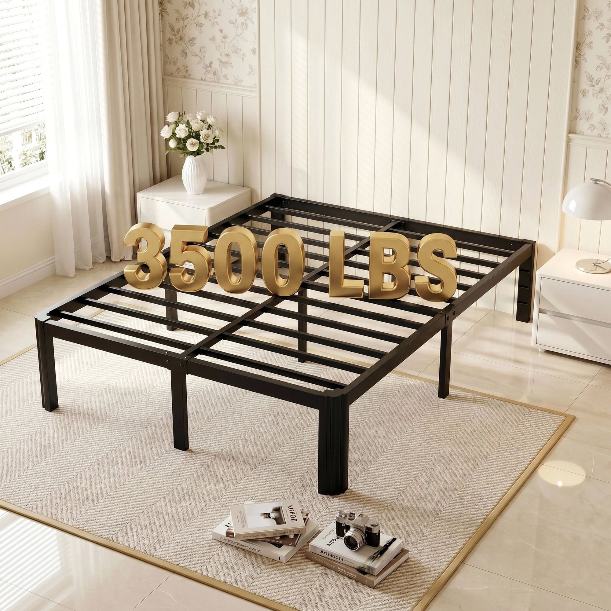 Merrland Bed Frame, 14" Heavy Duty Metal Platform Bed Frame with Under-Bed Storage Space, Easy Assembly