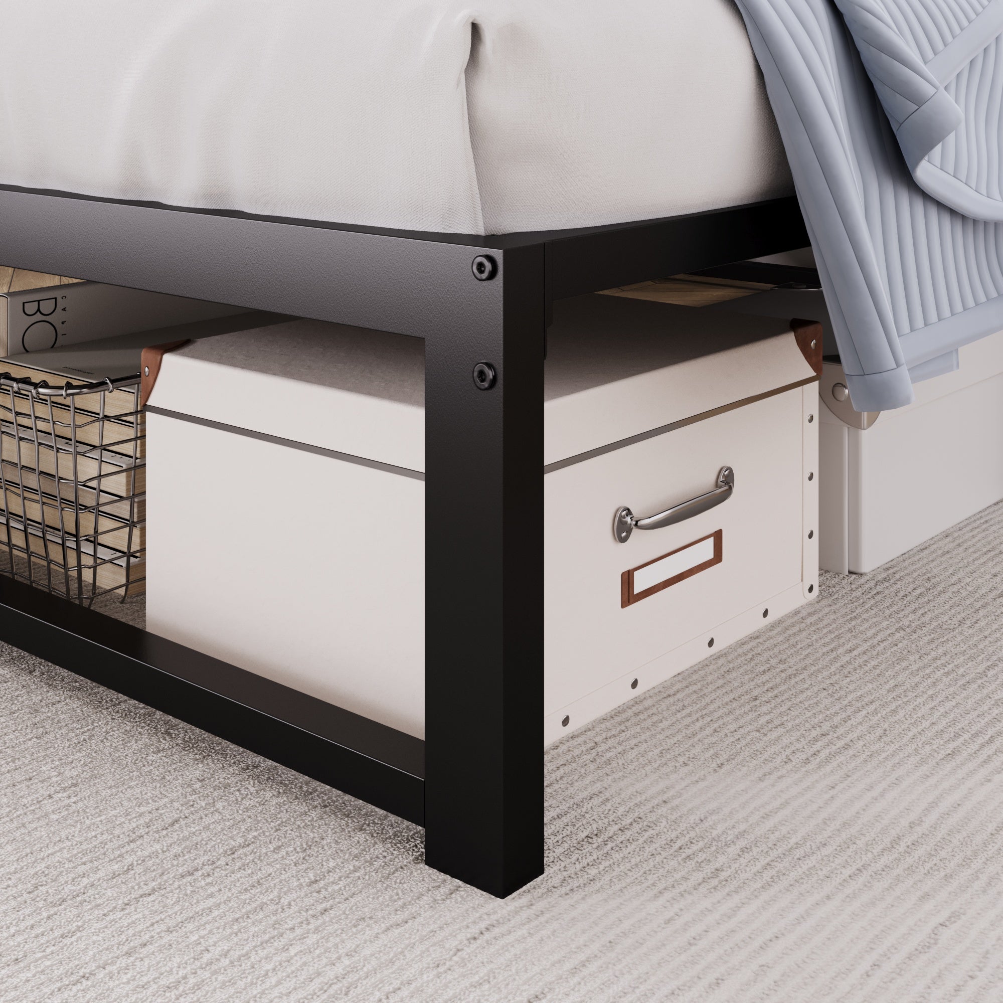 Merrland 14" Metal Platform Bed Frame, Heavy-Duty, Reinforced Steel Structure, Ample Under-Bed Storage, No Box Spring Needed