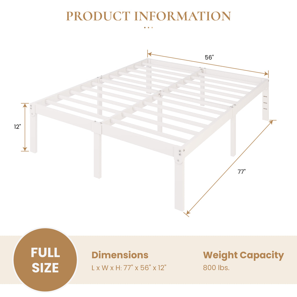 Merrland Metal Platform Bed Frame, 12" Tall with Under-Bed Storage Space, Heavy Duty, Noise-Free, No Box Spring Needed, Black
