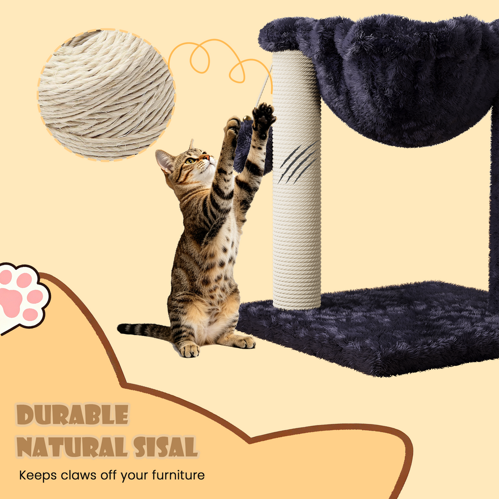 Merrland Small Cat Tree Tower with Scratching Post and Hammock for Indoor Cats