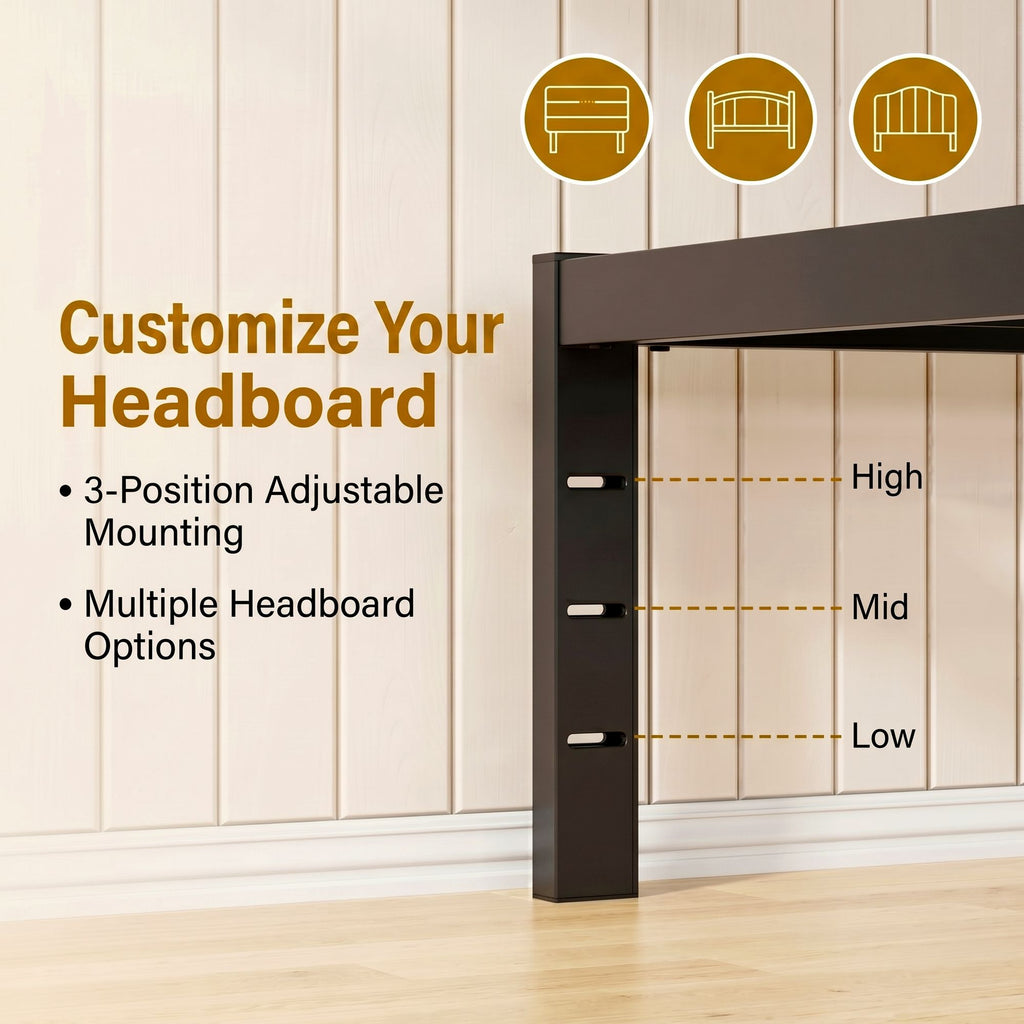Merrland Bed Frame, 14" Heavy Duty Metal Platform Bed Frame with Under-Bed Storage Space, Easy Assembly