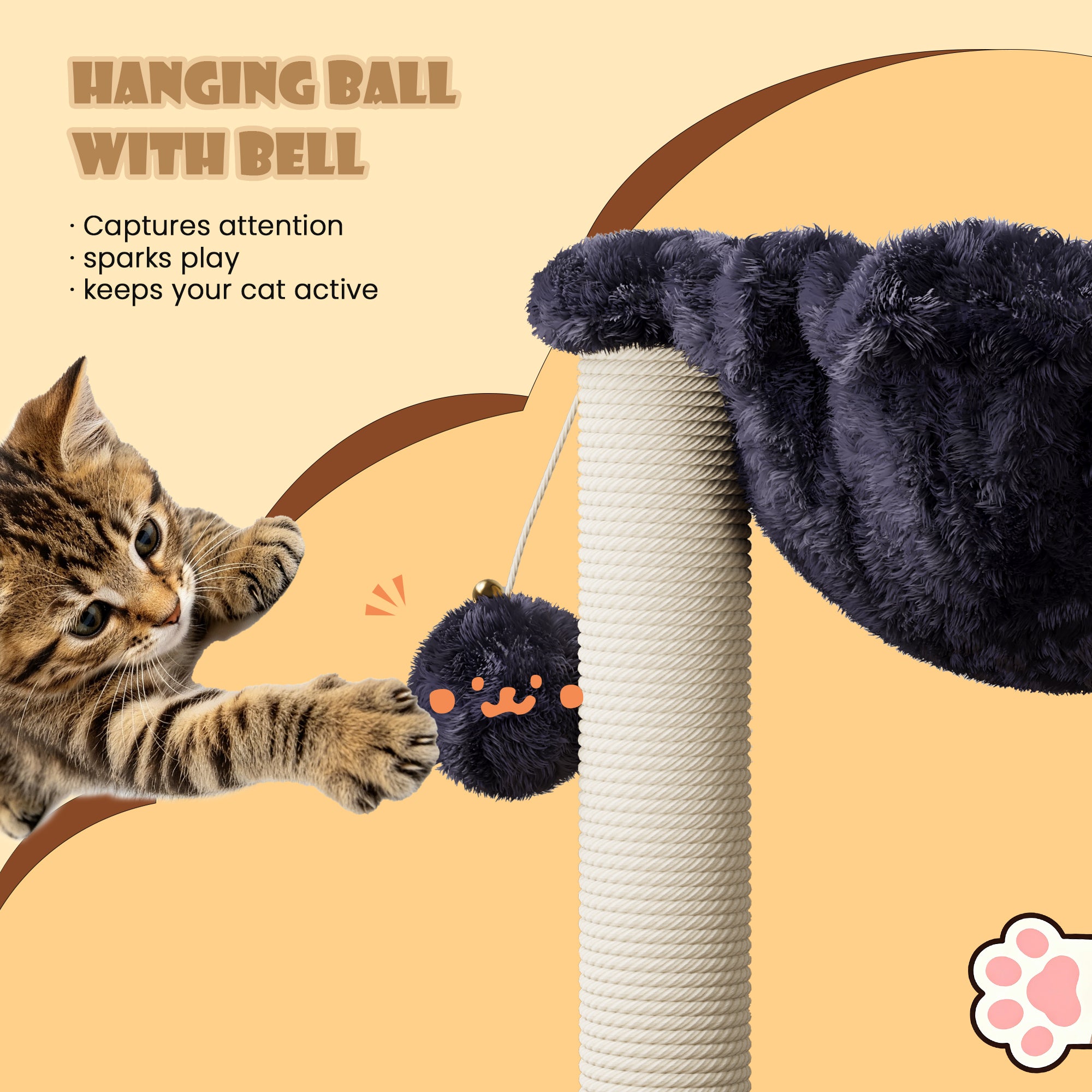 Merrland Small Cat Tree Tower with Scratching Post and Hammock for Indoor Cats