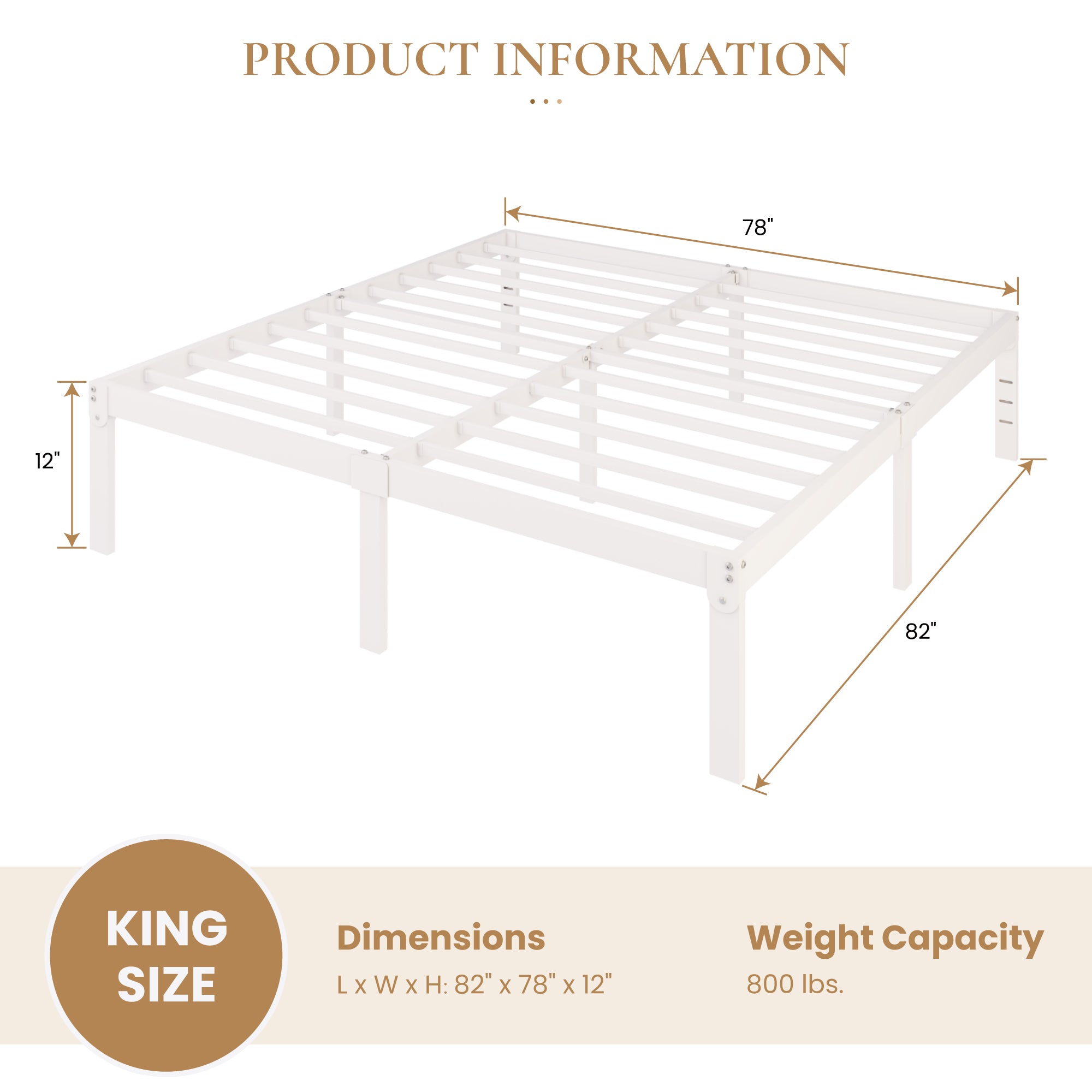Merrland Metal Platform Bed Frame, 12" Tall with Under-Bed Storage Space, Heavy Duty, Noise-Free, No Box Spring Needed, Black