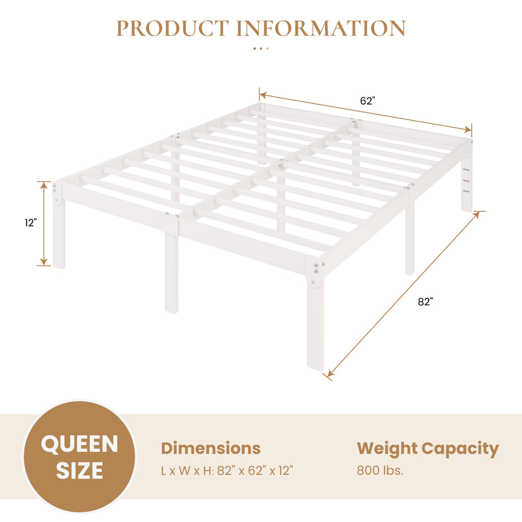 Merrland Metal Platform Bed Frame, 12" Tall with Under-Bed Storage Space, Heavy Duty, Noise-Free, No Box Spring Needed, Black