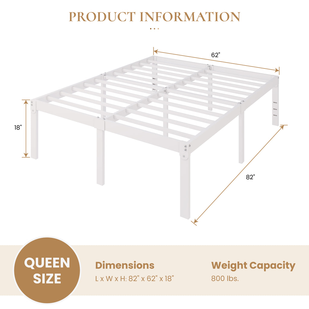 Merrland Metal Platform Bed Frame, 18 Inch Tall with Large Under-Bed Storage Space, Heavy Duty, Noise-Free, No Box Spring Needed, Black