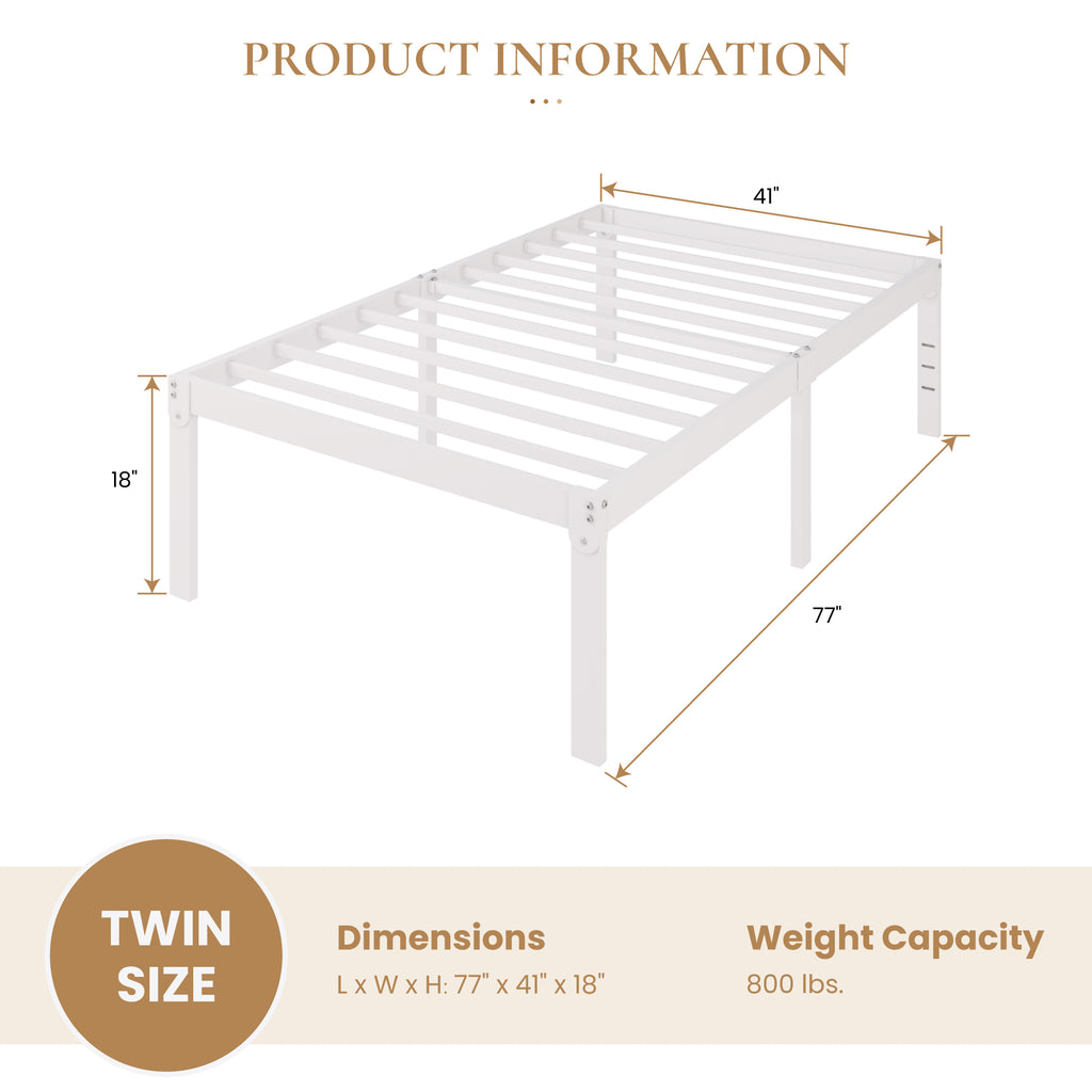 Merrland Metal Platform Bed Frame, 18 Inch Tall with Large Under-Bed Storage Space, Heavy Duty, Noise-Free, No Box Spring Needed, Black